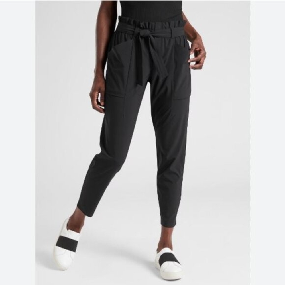 Womans Black Tie-Waist Pants